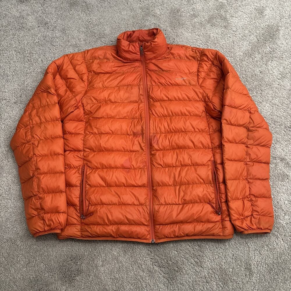 Eddie Bauer Puffer Jacket Men's Large Tall Orange Down Outdoors